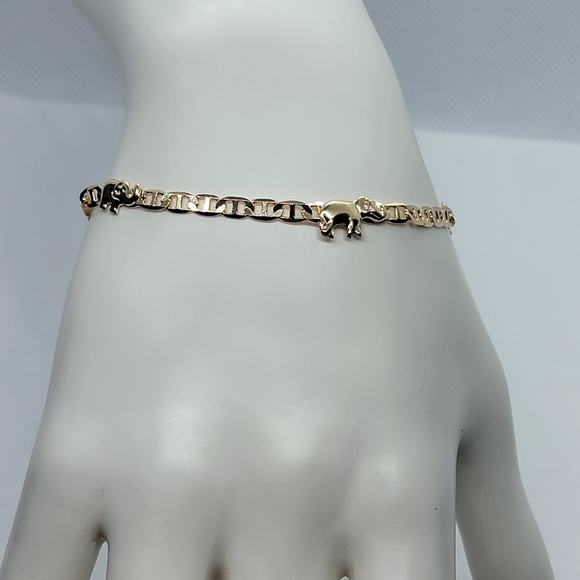 Jewelry - Brand New Brazilian 18k Gold Filled 3 Elephants  Bracelet